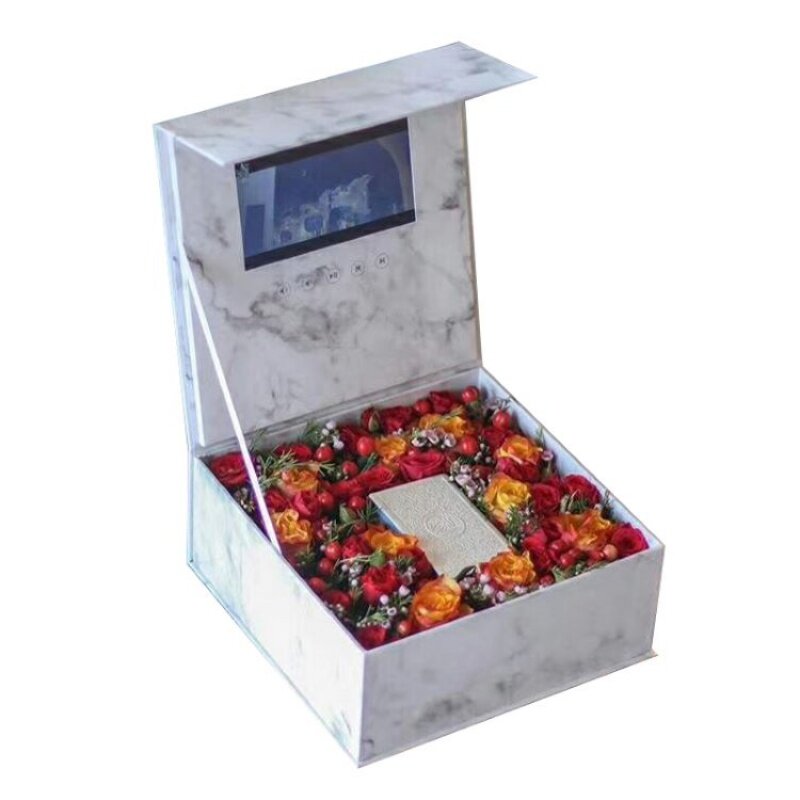 Cajas de cartón blancas de lujo, embalaje personalizado, caja de papel de flores, producto personalizado