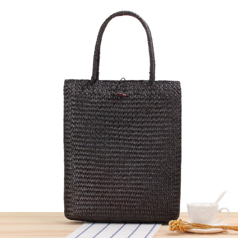 Плетеная соломенная сумка из ротанга для женщин, плетеный пляжный дорожный мешок на плечо, летние тоуты