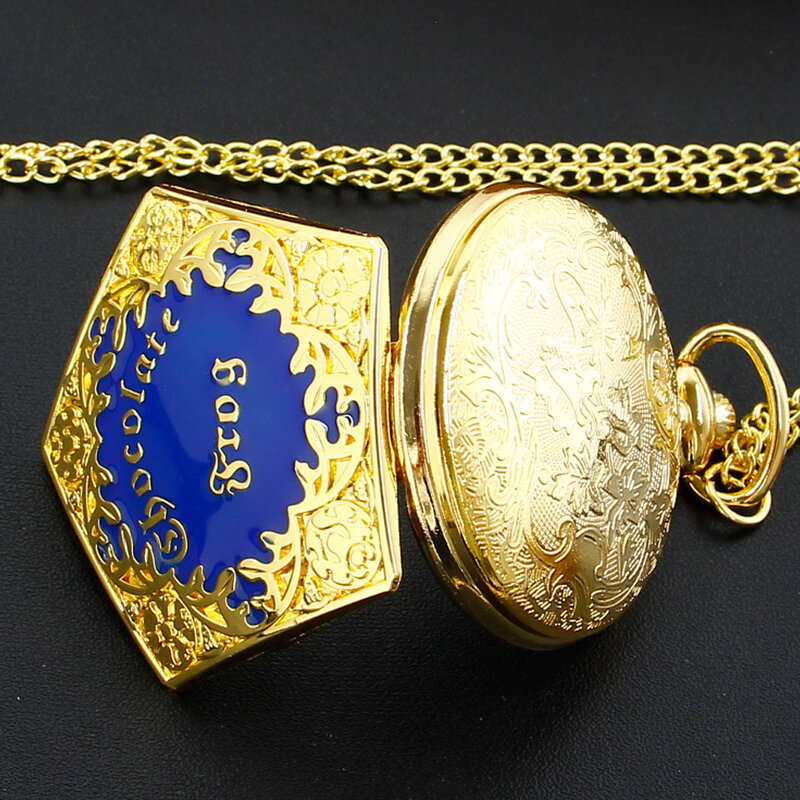 Роскошные золотые шоколадные тележки, волшебник, магия кварцевые карманные часы, ожерелье для косплея, подвеска, цепочка, ювелирные изделия, часы в подарок