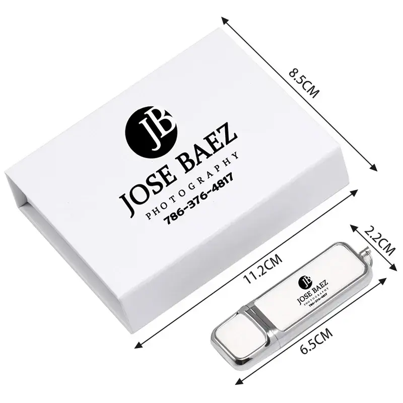 Jaster Putih USB Flash Drive USB 2.0 4GB 8 Gb 16GB 32GB 64GB 128GB flash Memory Stick dengan Hitam Kotak Kemasan Custom Logo