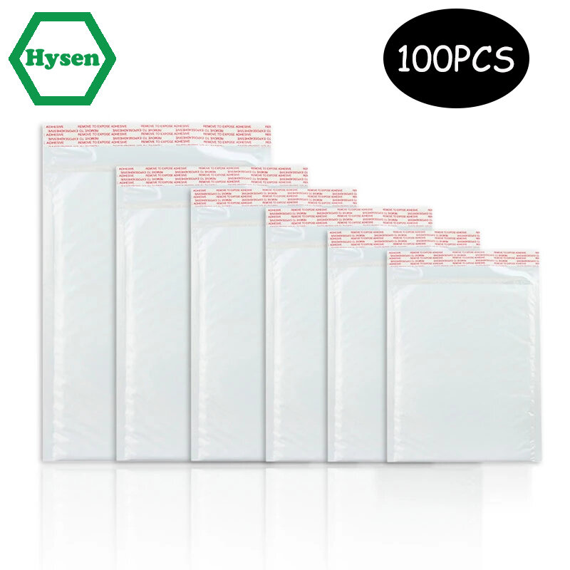 Hysen-sobres de burbujas de 100 piezas, bolsas de embalaje para suministros de pequeñas empresas, envío gratis, color blanco