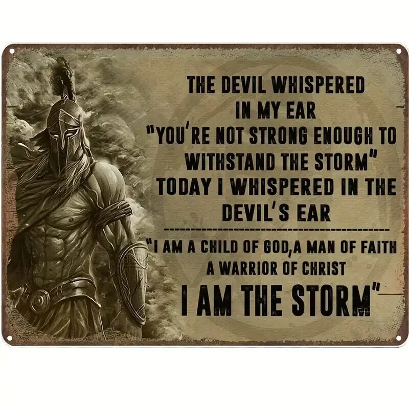 Vintage I Am Storm Metal Tin Sign - Sparta Code Wall Art Deco for Home, Kitchen & Bar - Durable Eye-Catching Rustic Charm, 30cm*