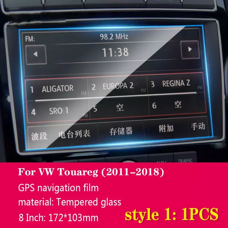 Touareg 2011-2018 film navigasi GPS mobil layar LCD film pelindung kaca antigores 6.5 8 inci
