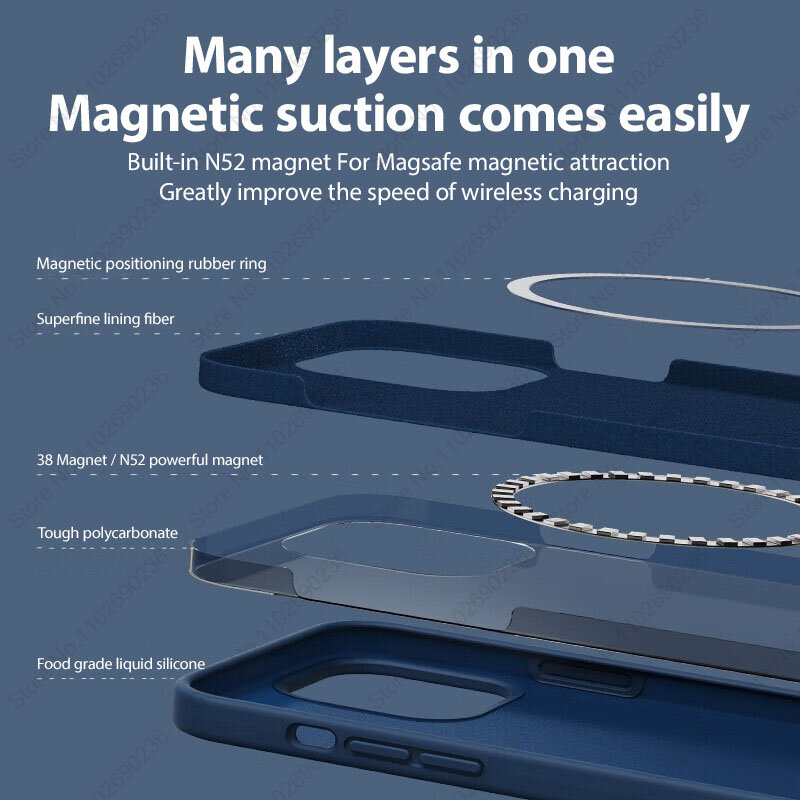 สำหรับ MagSafe เคสซิลิโคนเหลวแม่เหล็กของแท้สำหรับ iPhone 15 13 12 11 14 PRO MAX 15 PLUS อุปกรณ์เสริมฝาครอบสำหรับชาร์จไร้สาย