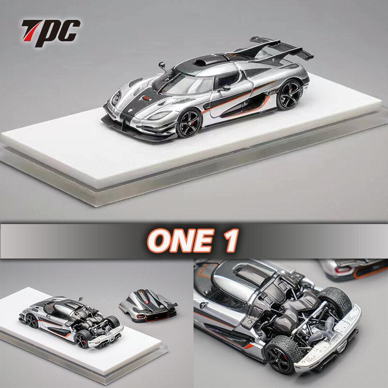 TPC In Stock 1:64 ONE 1 Silver Open Hood Carbon Diecast Diorama Car Model Collection Miniature Carros Toys