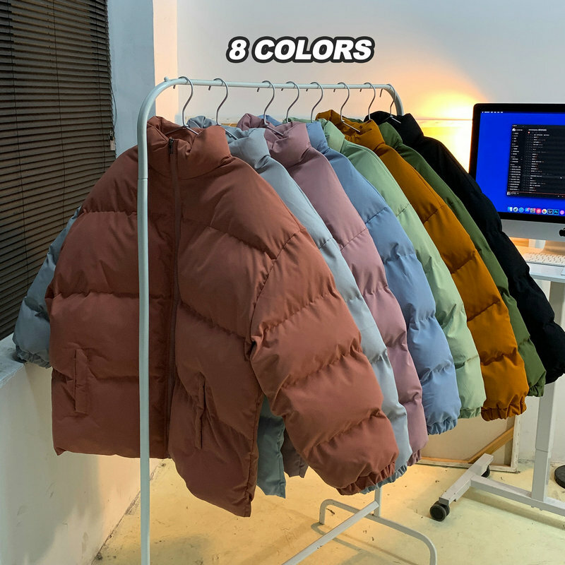 Casaco bolha colorido de Harajuku masculino, jaqueta de inverno, streetwear, roupas hip-hop, jaquetas grandes, moda, 2022