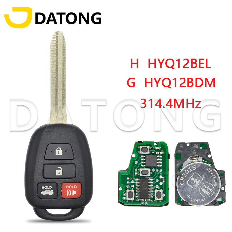 Автомобильный пульт дистанционного управления Datong для Toyota Camry 2012-2016 Corolla 2014-2017 HYQ12BEL HYQ12BDM G H Chip 314,4 МГц, замена ключа smart
