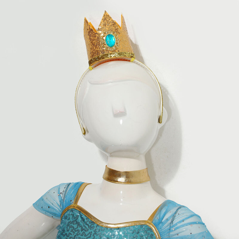 Corona de Cosplay de princesa de Halloween para niños y niñas, diadema con joyas de lentejuelas brillantes, accesorios de actuación de escenario de fiesta temática