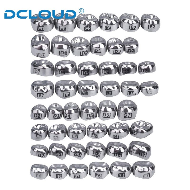 5Pcs/Box Dental Crown Kids Preformed Molar Stainless Steel Temporary Crowns Primary Molar Teeth Refill Children 1st 2nd D2-D7