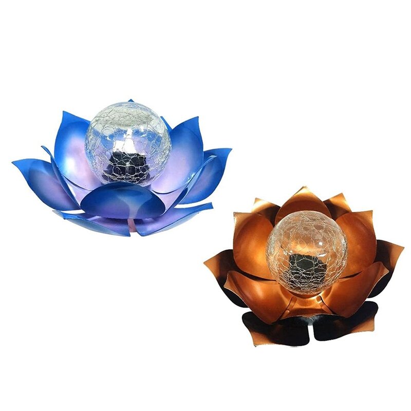 2Pcs Solar Flower Lights, 2PCS Lotus Solar Light, Waterproof Garden Yard Lotus Lamps Ornament For Garden