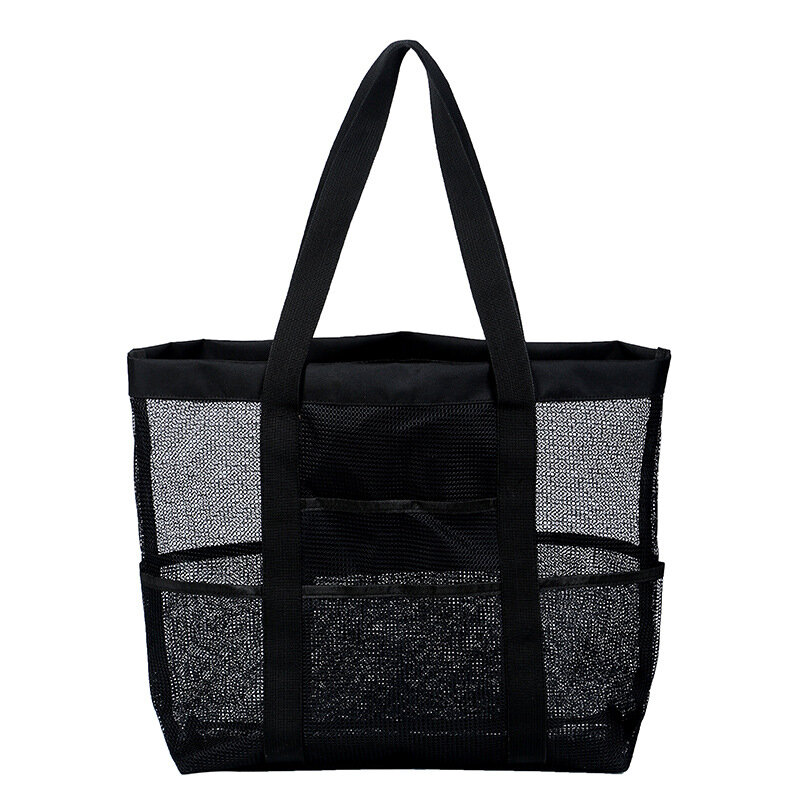 Summer Beach Bag Large-capacity Multi-pocket Mesh Cloth Portable Travel Wash Bag Fitness Swimming Storage Bag Clear Handbags