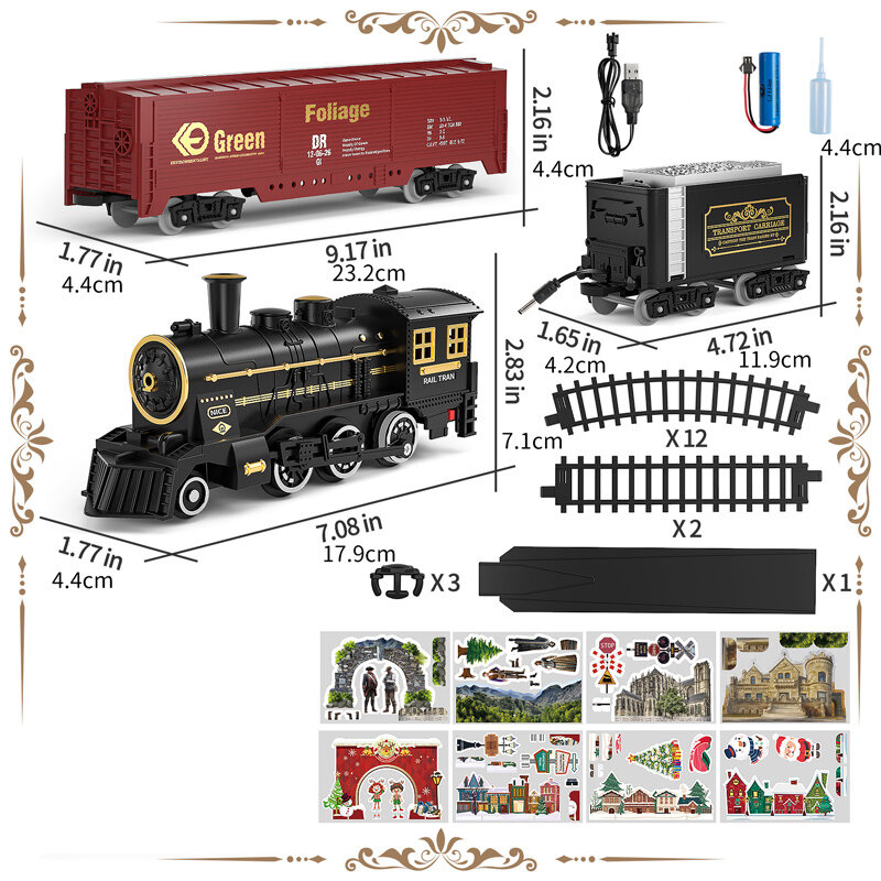 Elektrische Weihnachten Zug Spielzeug Set Auto Eisenbahn Tracks Dampf Lokomotive Motor Diecast Modell Pädagogisches Spiel Jungen Spielzeug für Kinder