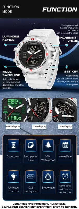 Sanda 6176 best-selling electronic watch alarm clock multifunctional watch fashionable and trendy waterproof electronic watch