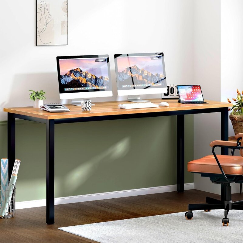 X-Large Computer Desk, Composite Wood Board, Home Office Desk, Workstation Tabela, decente e estável, 63 em