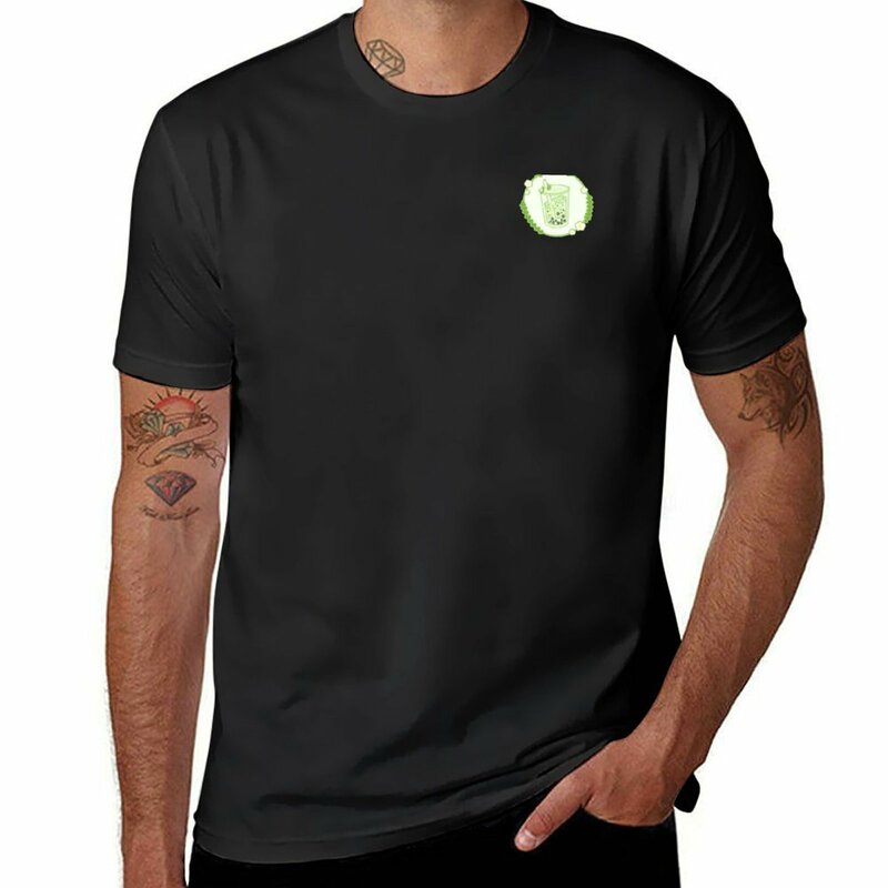 Camiseta bolha de manga curta masculina, roupa estética, chá verde