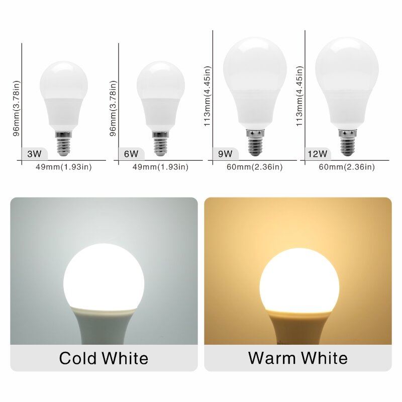 Светодиодная лампа E27 E14, 10 шт./Лот, 20 Вт, 18 Вт, 15 Вт, 12 Вт, 9 Вт, 6 Вт, 3 Вт, светодиодная лампа для прожектора, 220 В переменного тока, лампа для холодного/теплого белого света