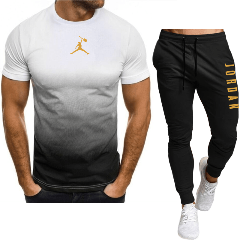 Zestaw letnia odzież sportowa, T-shirt z krótkim rękawem 3D, długie spodnie, lekka, swobodna i modna odzież męska, sportowa i jogg