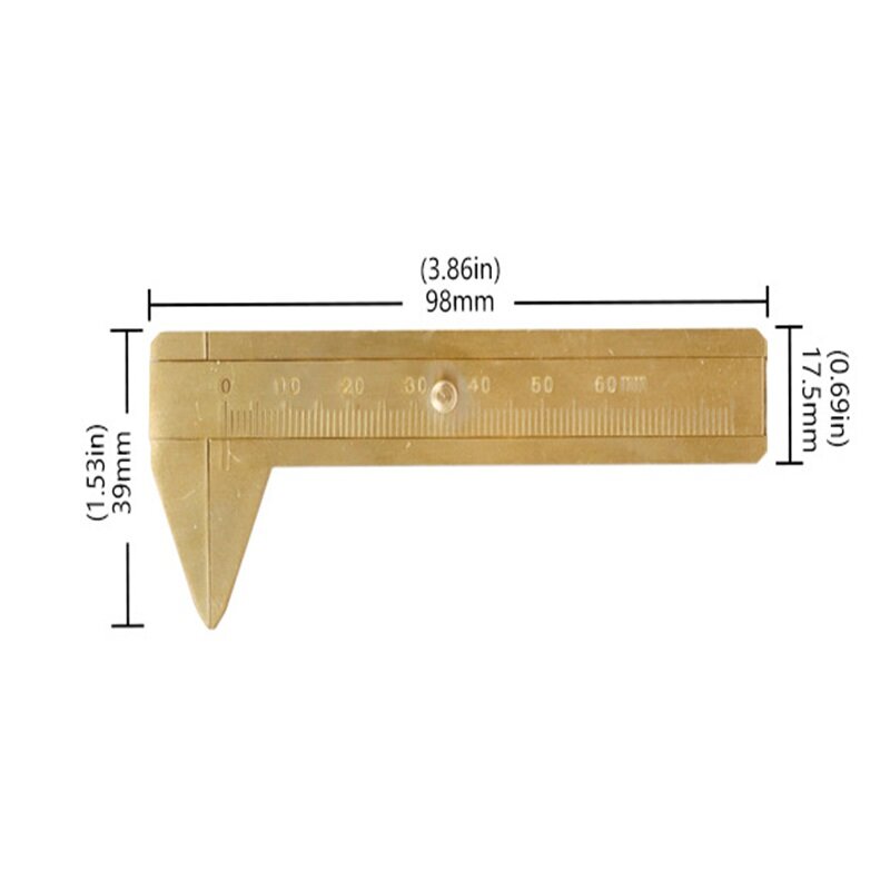 60/100mm Sliding Gauge Vernier Mini Vernier  Caliper Single Scale Pure Copper Vernier Durable Measuring Ruler Measuring Tools