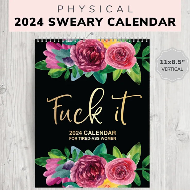 Kalendarz 2024 dla zmęczonych kobiet, 2024 kalendarz planer dla zmęczonych tyłków mama, ręcznie robiony kalendarz wiszący w biurze domowym