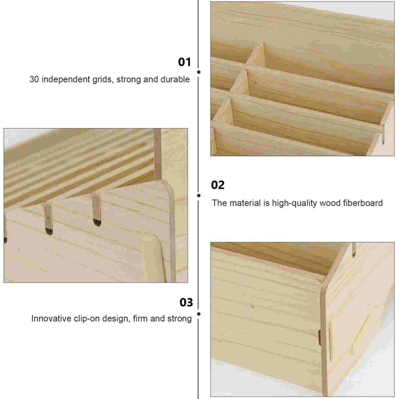 Classroom Phone Finishing Box Mobile Phone  Cell Phone Management Box Wooden Multi-grid Phone Storage Box (30 Grids)