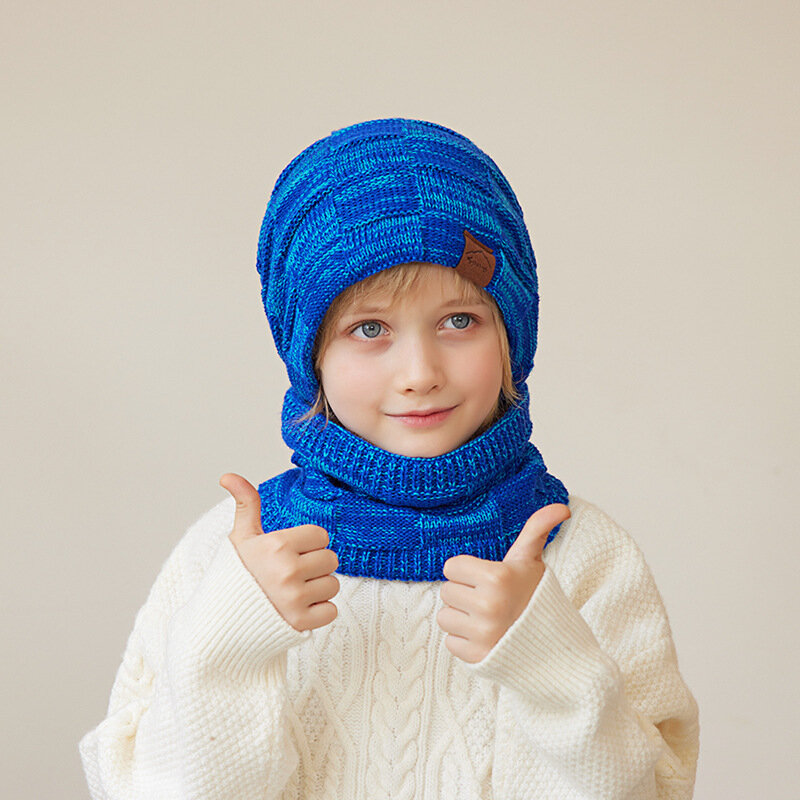 Kid Winter Keep Warm Beanie Hat Scarf Gloves Set 2 Pieces/ 3 pcs Boys Girls Fleece Lining Woolen Yarn Cap Child Knit Neck Warmer