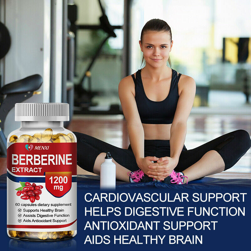 MENXI-Berberine HCl امتصاص عالي لصحة القلب ، دعم السكر في الدم ، دعم خالي من الغلوتين ، نباتي وغير غمو ، 60 كبسولة ، * ملغ