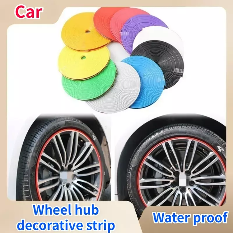 Car Wheel Hub Tire Proteção Tiras, Anti-Colisão, Anti-Scratch, Linha Decorativa, Suprimentos de Modificação, 8m