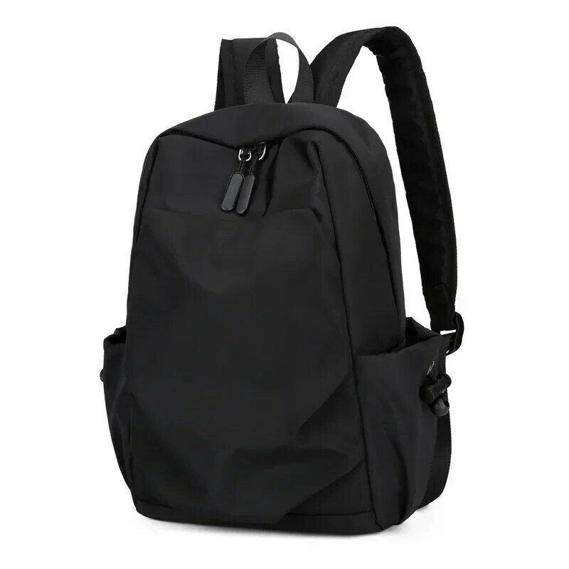 BBA001-Mochila pequeña de lona impermeable para hombre, bolso escolar de hombro negro, 2023