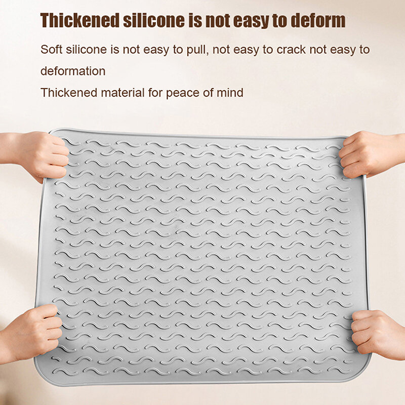 1Pc Silicone Dish Drying Mat Heat Resistant Foldable Non-Slip Dish Draining Mat Kitchen Countertop Drip Tray Sink Pad