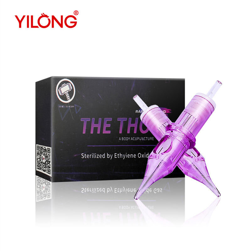 Yilong 10 Piece Cartridge Tattoo Needles Rl Rs Rm M1 Disposable Sterilized Safety Tattoo Needle For Cartridge Machines Grips