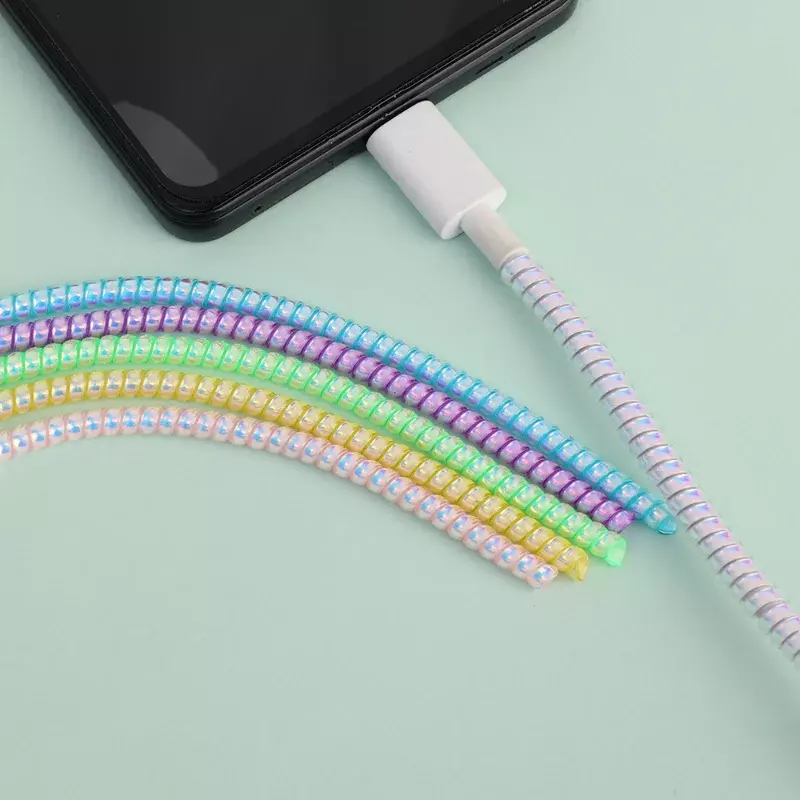 1,4 m Laser farbe USB-Lade daten Kabels chutz Anti-Break-Feder schutzs eil für Drahtseil Seil Kopfhörer Spulen wickler