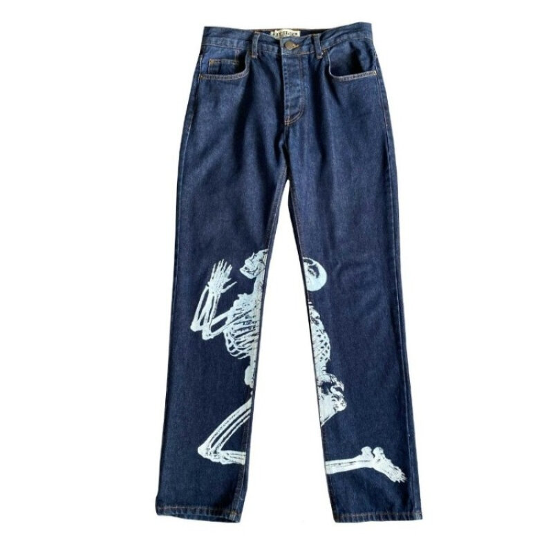 Женские мешковатые джинсы Y2K в стиле хип-хоп, Готическая уличная одежда в стиле Харадзюку, джинсы с завышенной талией, модная одежда, джинсы с широкими штанинами