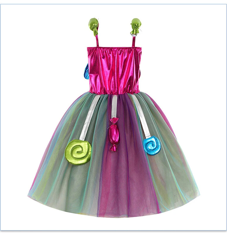 Featured Sweet Summer Candy Dress for Girls European Championship Kid Carnival Costume Lollipop Cosplay Special Occasion Apparel
