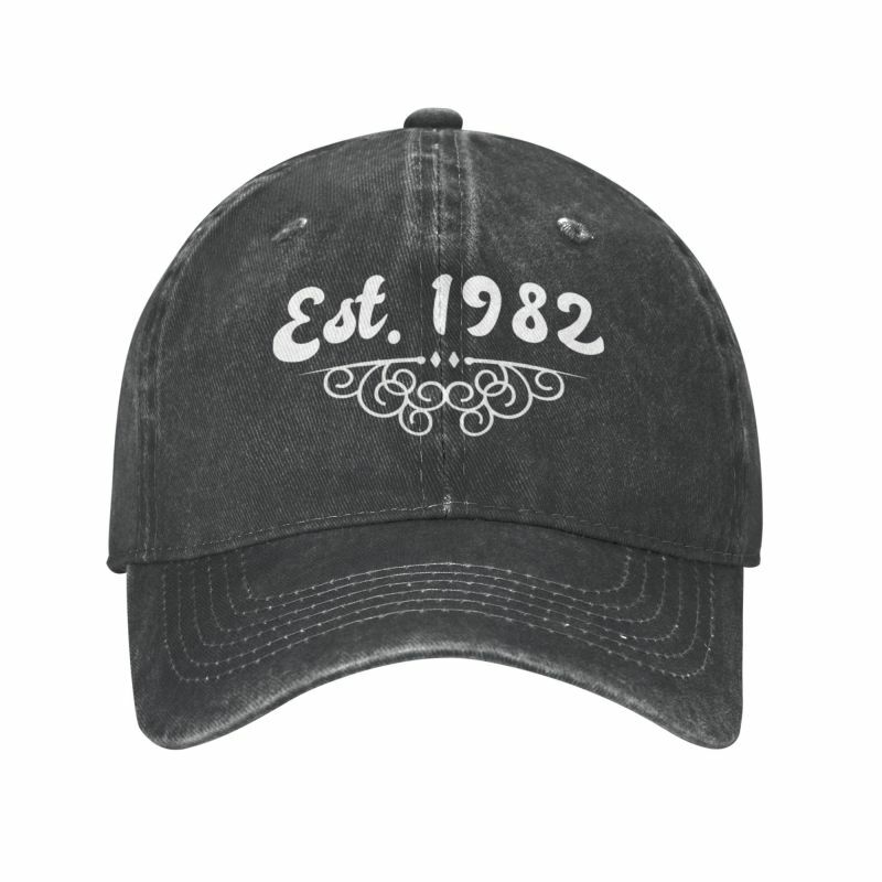 Topi Baseball uniseks, bahan katun, bisa disesuaikan untuk pria wanita olahraga hadiah ulang tahun 1982