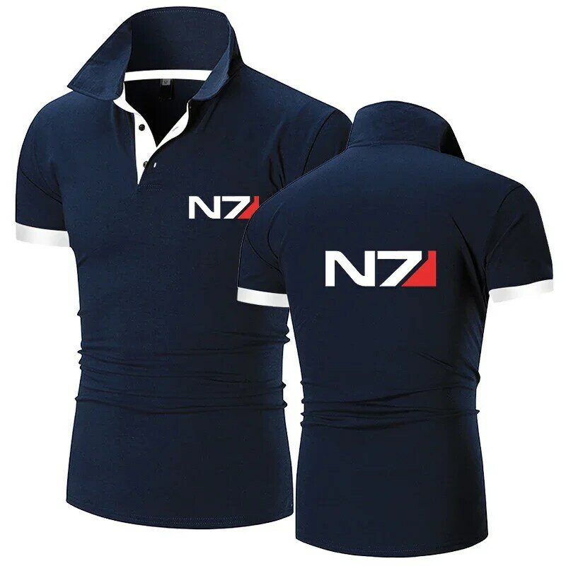 Мужская дышащая футболка-поло N7 Mass Effect, с принтом, с коротким рукавом, деловая одежда, лето 2024