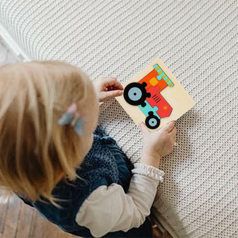 Mainan Puzzle kayu yang halus Montessori Jigsaw Puzzle papan mainan Burr-free kayu mainan Montessori multifungsi balita sensorik