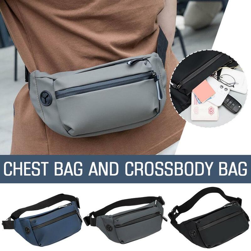 Fashionable Chest Bag Men's Waterproof Leisure Outdoor Sports Travel Multi-pocket Crossbody Bag Key Change Storage Pocket