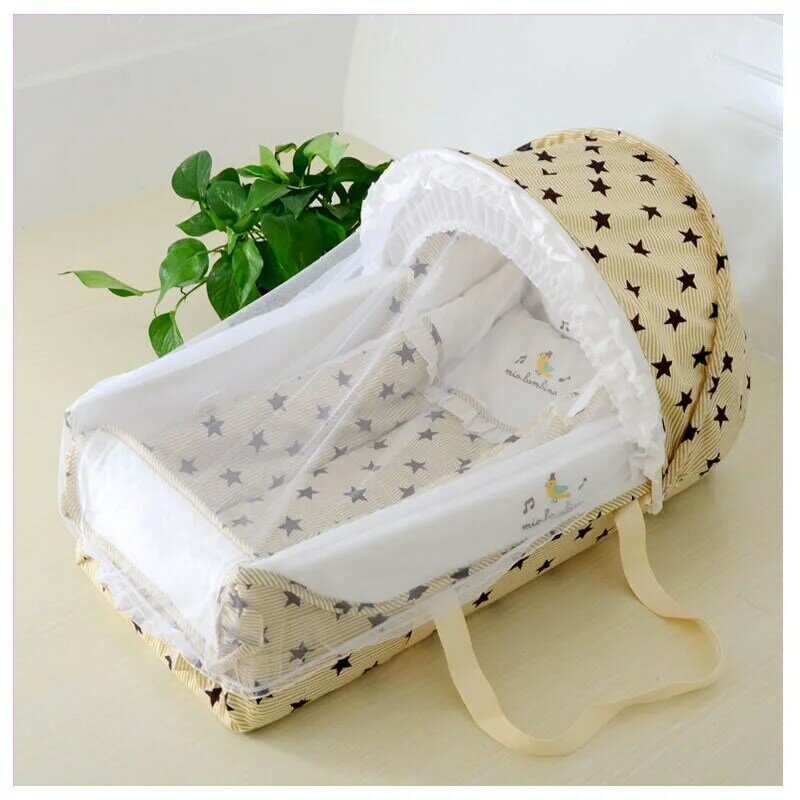 Quality Baby Sleeping Basket Portable Newborn Cradle Bed with Awning Mosquito Net Portable Bassinet for Newborn Car Seat Cradle