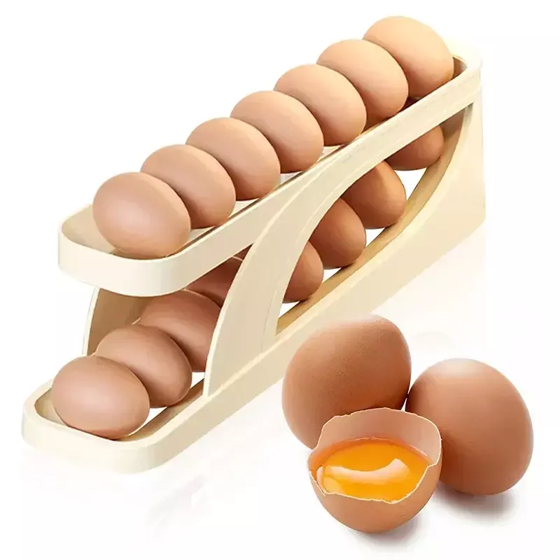 التلقائي التمرير البيض حامل Rack ، صندوق تخزين ، حاوية سلة البيض ، منظم ، ثلاجة المتداول ، موزع للمطبخ