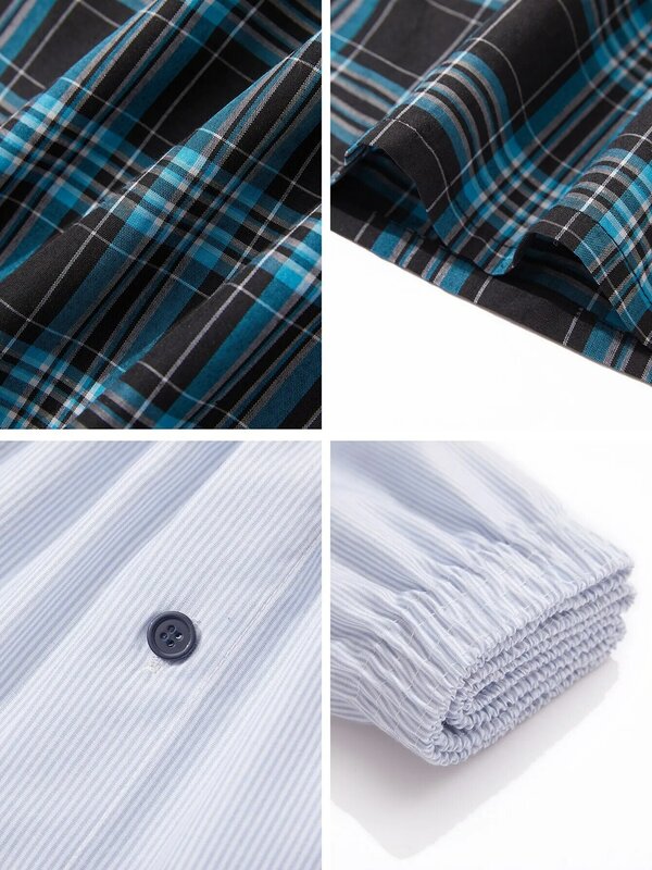 JupiterSecret-bóxer de 6 piezas para hombre, ropa interior informal a cuadros con cintura elástica y botones, pantalones cortos tejidos para el hogar, Color aleatorio