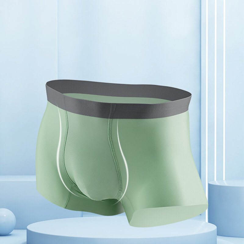 Sexy Men Ice Silk Boxer Seamless Super Elasticity Briefs Ultra-thin Transparent Underwear Solid Shorts Trunks Breath Underpants