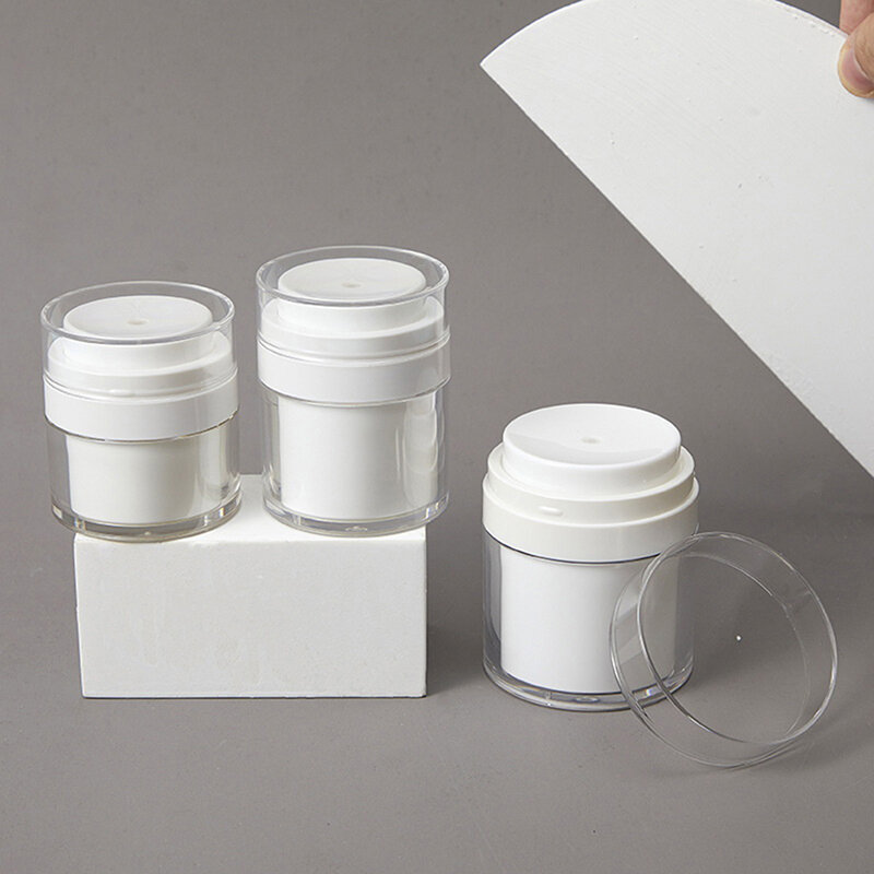 15/30/50ml Cosmetic Jar Acrylic Cream Refillable Cans Vacuum Bottle Press Style Cream Jar Vials Airless Cosmetic