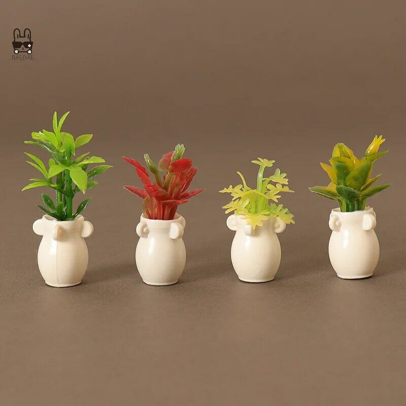 Plantes vertes miniatures de maison de courses, pot de fleurs en pot, modèle de bonsaï, jardin, décoration d'intérieur, accessoires de maison de beurre, jouet, 1:12
