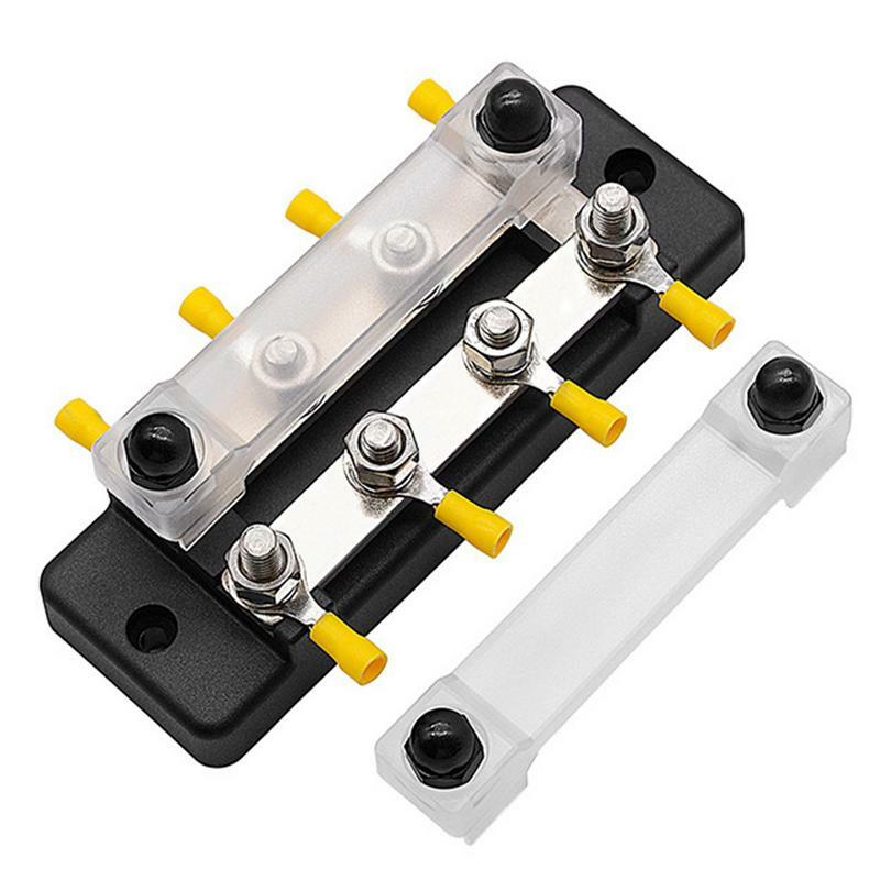 Bus Bar 48V DualBus With Dust-proof Cover Power Distribution Block Busbar Box With 2 M4 Stainless Steel Fixing Screw