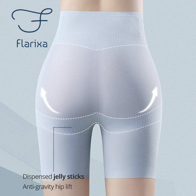 Flarixa celana dalam pembentuk tubuh tanpa kelim wanita ultratipis es sutra celana pendek keselamatan celana dalam pelangsing perut datar pinggang tinggi
