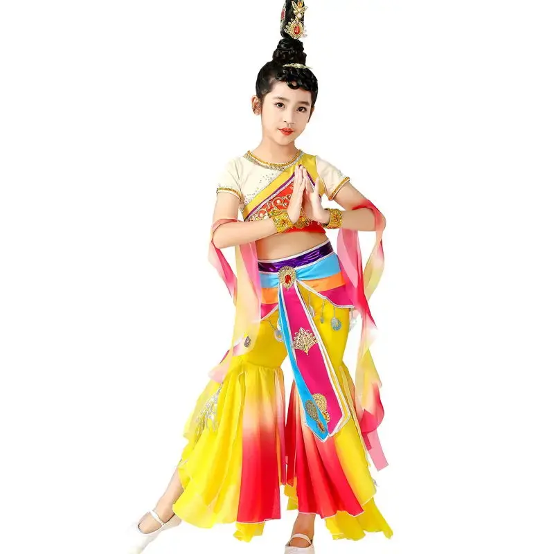Новый Летающий и бегущий костюм Dunhuang в китайском стиле для классических выступлений, небесный костюм дамы Dunhuang, танцевальный костюм Yunchuan Danc