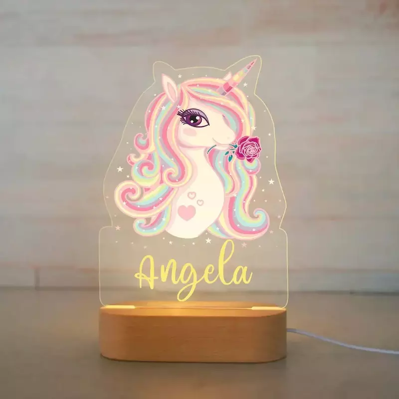 Personalized Children Animal Night Light Custom Name Acrylic Lamp for Baby Kids Bedroom Home Decoration Birthday Christmas Gift