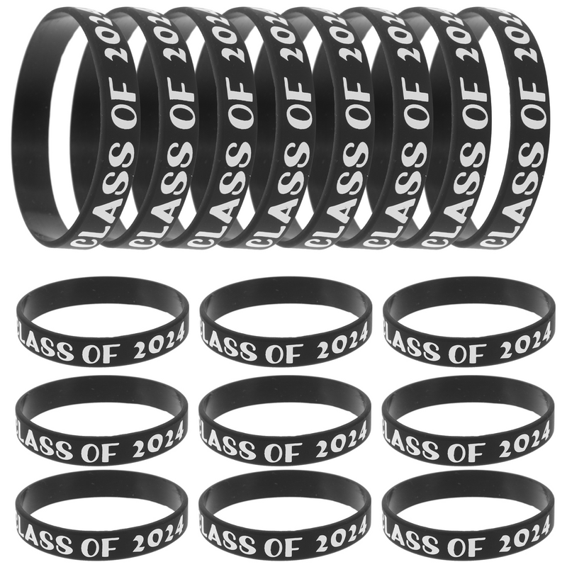 "2024 Graduation Portable Silicone Wristbands - Set of 50 for High School, College & University"