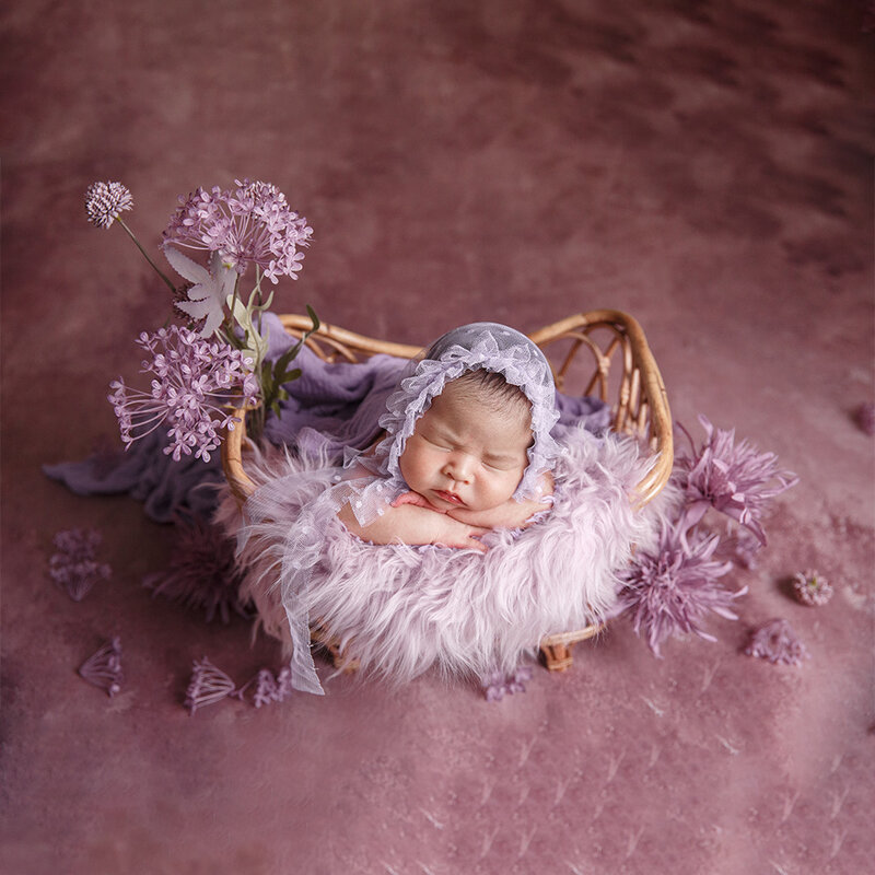 子供のための紫色のシアサッカー写真アクセサリー,柔らかく弾力性のあるラップアラウンドブランケット,ハイドレスフラワースタジオ,写真撮影