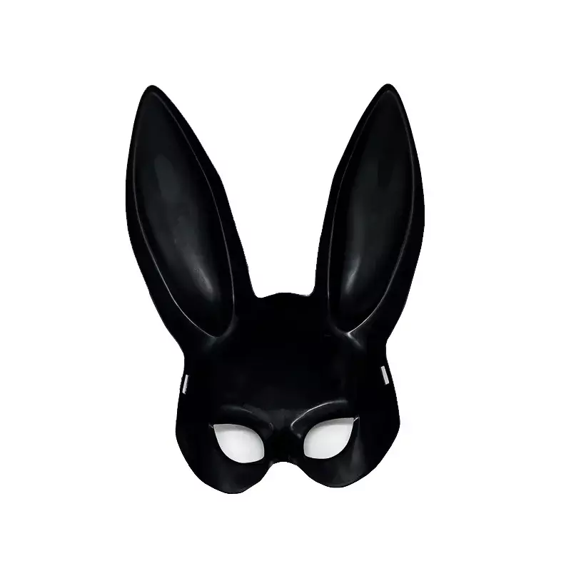 Orelhas compridas preto e branco coelho máscara, decoração de festa halloween, traje cosplay